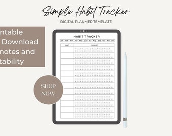 Minimalistic Daily Habit Tracker Printable/Everyday Habit Tracker Goodnotes & Notability Compatible/Editable Canva Instant Download