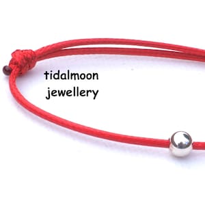 Waxed Cotton Cord/String Bracelet with 6mm 925 Sterling Silver Bead