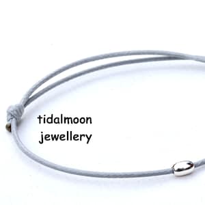 Waxed Cotton Cord/String Bracelet with 4mm x 3mm Oval 925 Sterling Silver Bead