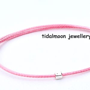 Waxed Cotton Cord/String Bracelet with 925 Sterling Silver Cube Bead~Adjustable