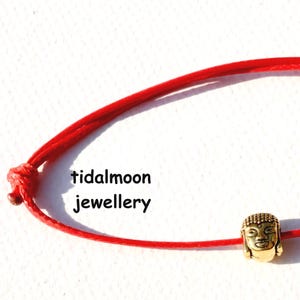Waxed Cotton Cord/String Bracelet with Small Tibetan Gold Coloured Buddha Head ~ Adjustable