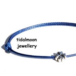 Wax Cotton Cord/String Bracelet with Tibetan Silver 4 Leaf Clover