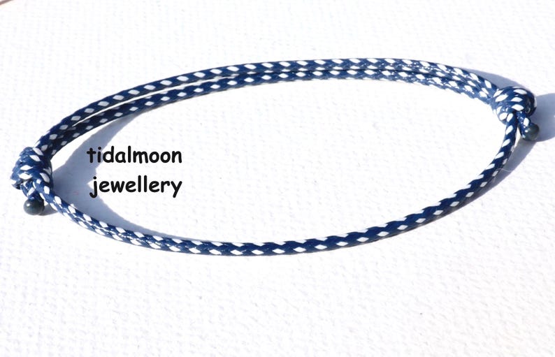 Blue Anklet String Waxed Cotton Cord/string Two Tone ANKLET - Etsy