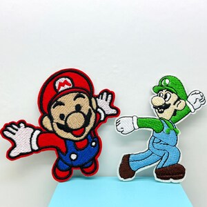 Game Iron on patch 3.5" Super Mario Patch Embroidered Mario Patch Luigi Iron on Patch Luigi Patch