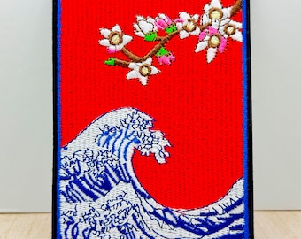 Ocean Wave Iron on Patch Large Wave Patch Wave Badge Embroidery Wave Patch