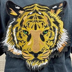 LARGE Tiger Iron on Patch 10" Tiger Patch Embroidery Large Tiger Patch Tiger Applique