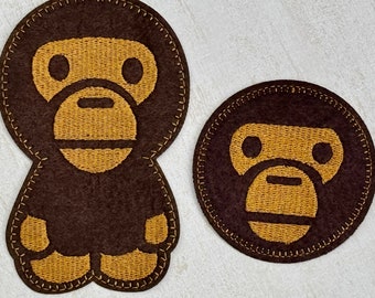 Large Baby Monkey Iron on Patch 4.8" Monkey Patch Baby Monkey Applique
