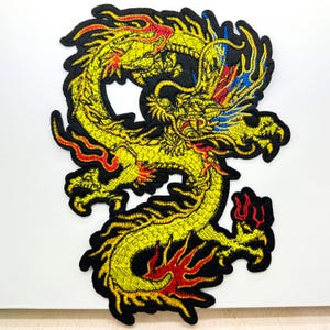 LARGE Dragon Iron on Patch 9.1&quot; Dragon Patch Embroidered Dragon Applique
