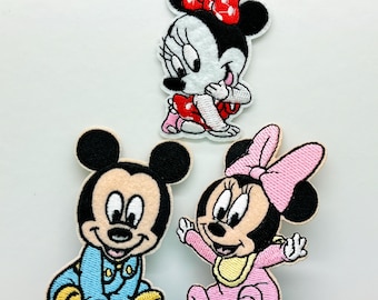Baby Mouse Iron on Patch 3" Embroidered Minnie Mouse Patch Micky Mouse Patch