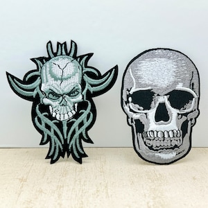 Human Skull Iron on Patch 3.5&quot; Skull Patch Ghost Patch Skull Embroidered Patch Embroidered Skull Patch Full Embroidered Patch