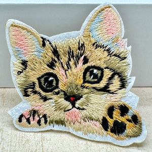 Kat opstrijkbare patch Kitten stoffen kat patch borduurwerk kitten patch
