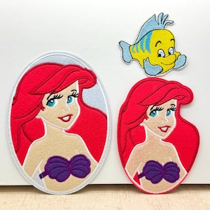 Mermaid Iron on patch Mermaid Patch Flounder Iron on Patch Embroidered Mermaid Patch Fish Patch Flounder Applique Mermaid Applique