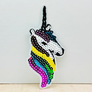 Unicorn Iron on Patch 4.8&quot; Unicorn Applique Unicorn Patch Embroidered Unicorn Patch Unicorn Badge Sequin Unicorn Patch