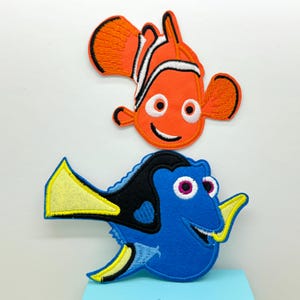 Nemo opstrijkbare patch 4,6"/3,4" Dory opstrijkbare patch Cartoon patch vis patch geborduurde Nemo stoffen Dory patch Nemo patch