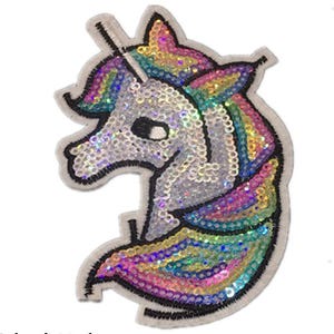 Unicorn Iron on Patch 4.4&quot; Unicorn Applique Unicorn Patch Embroidered Unicorn Patch Unicorn Badge Unicorn Patch Sequin Unicorn Patch