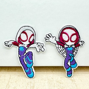 Set van 2 Spider meisje patch 2,6" Kid opstrijkbare patch Spider opstrijkbare patch meisje opstrijkbare patch Halloween kostuum patch verjaardagsfeestje patch