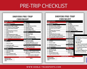 Driver Pre-Trip Checklist Template