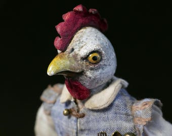 Boneco Galo | Boneco de Arte Renascentista Antropomórfico | Personagem Burguês Único | Feito à Mão