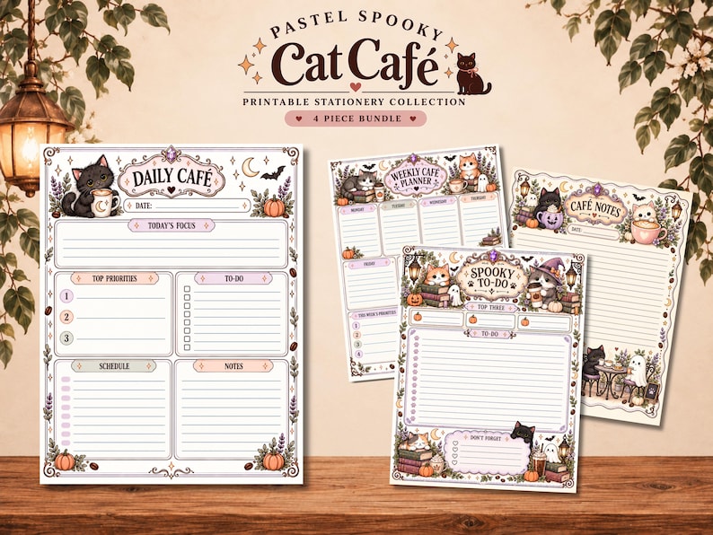 Halloween Spooky Pastel Printable Stationary Bundle Coffee to Do List ...