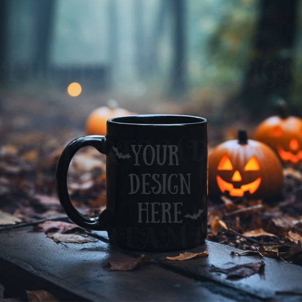 Mug Mockups Black Coffee Cup Mock Up Bundle Mock Up Stock Photo Coffee Cup Mockup Halloween Mockup JPG Digital Download Fall Mug Mock Ups