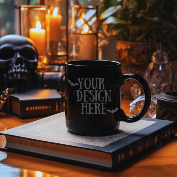 Mug Mockups Black Coffee Cup Mock Up Bundle Mock Up Stock Photo Coffee Cup Mockup Halloween Mockup JPG Digital Download Fall Mug Mock Ups