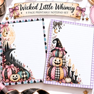 Whimsigoth Patchwork Halloween Pastel Pumpkin Printable Stationery Coquette Notepad Gift Etsy Trending Digital Products Best Selling Items