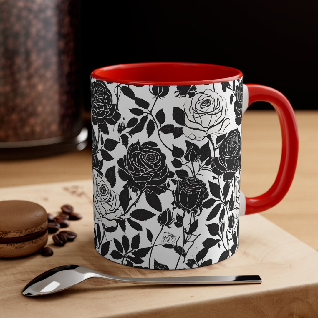 Rose Coffee Mug, Floral Coffee Mug, Flower Mug, Flower Cup, Rose Cup, Cute Coffee Mug, Ceramic
