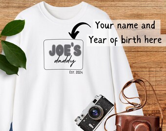 Sudadera personalizada Daddy Est - Regalo para papá - Sudadera personalizada - Sudadera personalizada - Sudadera para papá con el nombre del niño
