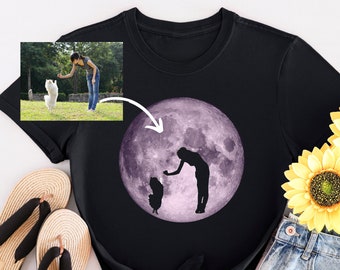 Camiseta personalizada Purple Moon - Camiseta con foto personalizada - Camiseta Purple Moon - Camiseta personalizada - Regalo para amante de la Luna - Camisa con tu foto