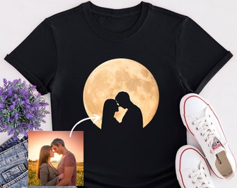 Camiseta Luna Llena personalizada - Camiseta con foto personalizada - Camiseta Luna personalizada - Camisa Vintage - Camiseta perfil personalizado - Regalo para amante de la Luna