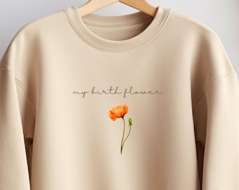Mi flor de nacimiento Sudadera Tauro - Camisa de flores - Sudadera con signo del zodíaco - Ropa con signo del zodíaco - Sudadera con cuello redondo - Regalo para Tauro