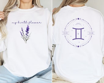 Sudadera de flores de nacimiento - Sudaderas de diseño de signos del zodíaco - Sudadera de flores de nacimiento - Moda del zodíaco - Regalo de cumpleaños