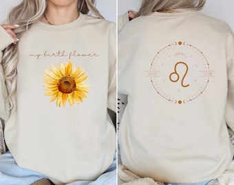 Sudadera de flores de nacimiento - Sudaderas de diseño de signos del zodíaco - Sudadera de flores de nacimiento - Moda del zodíaco - Regalo de cumpleaños