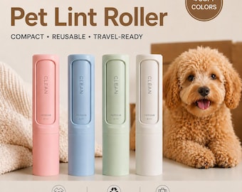 Personalized Pet Hair Remover Roller, Reusable Lint Roller for Pet Hair, Custom Engraved Pet Name Gift, Eco Friendly Clothes & Couch Cleaner
