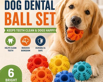 Dog Dental Ball Toy Set, Teeth Cleaning Chew Toys for Dogs, Puppy Chew Ball, Pet Teeth Cleaner, Interactive Dog Toy, Gift for Dog Lovers