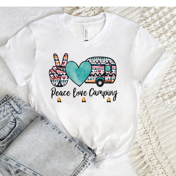 Camping Lover Shirt, Peace Love Camping, Aztec Print, Retro RV Camper, Campfire Sweatshirt, Camping Gifts, Gift For Camper, Gift for Her