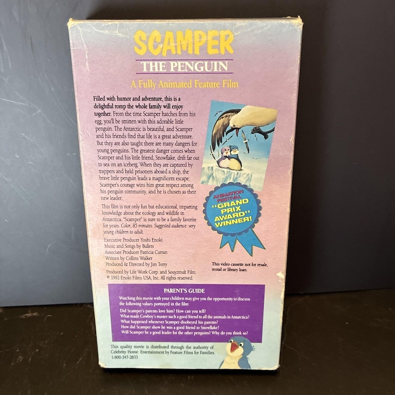 Scamper the Penguin VHS Animated Kids Movie 1992 Family Films Vintage ...