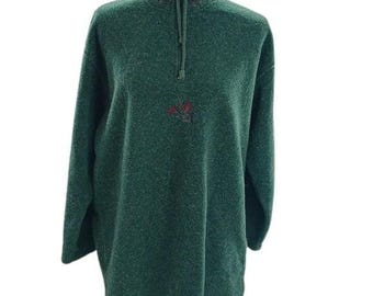 Vintage 90s Victoria's Secret Fleece Nightgown, Embroidered Green Sleepwear