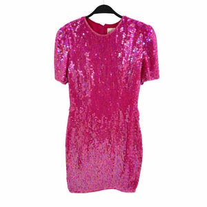 open lace back dress Tao Pink Sequin Lace Up Mini Dress - US 6