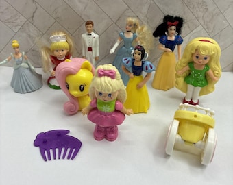 Vintage Disney Princess Figures Lot Snow White Cinderella Barbie Pony Toy Set