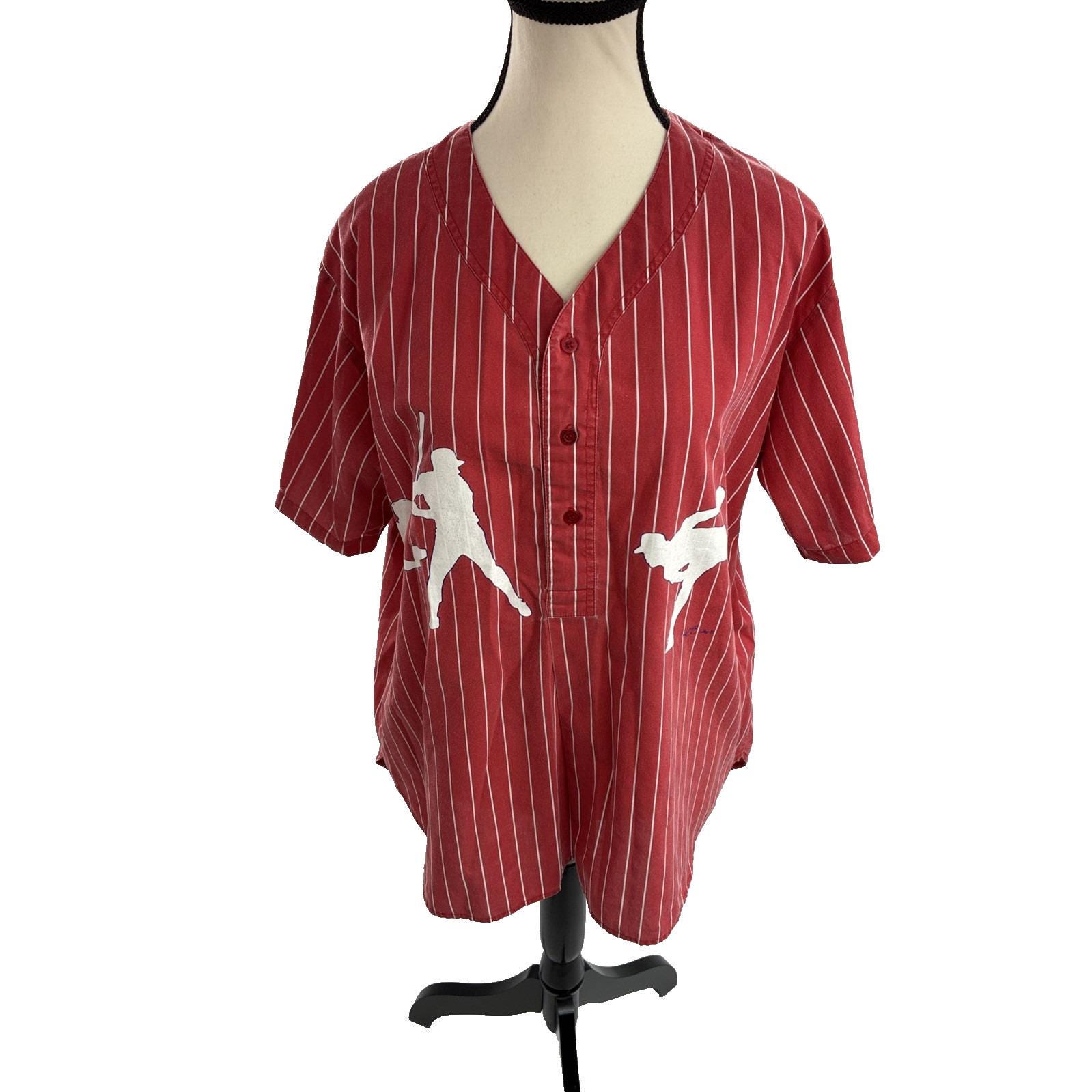 Esleep Boxer Pajama Top Womens S Red Stripe Vintage 90s Baseball 