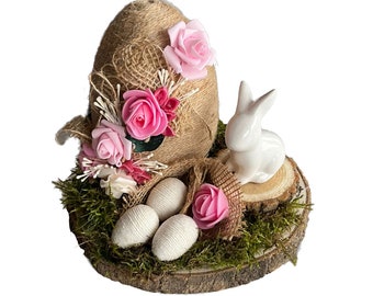 Schöne Osterdeko Hase und Große Eier mit Rosen