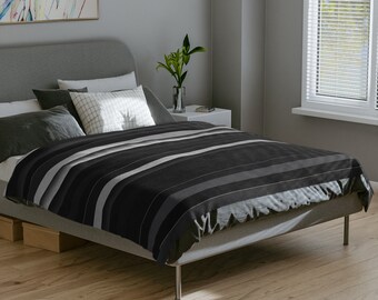 Velveteen Minky Blanket with Custom Black and Grey Stripes.