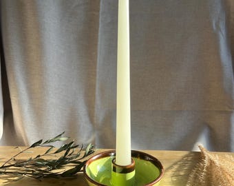 Handmade Ceramic Candlestick Holder, Retro Green Homeware