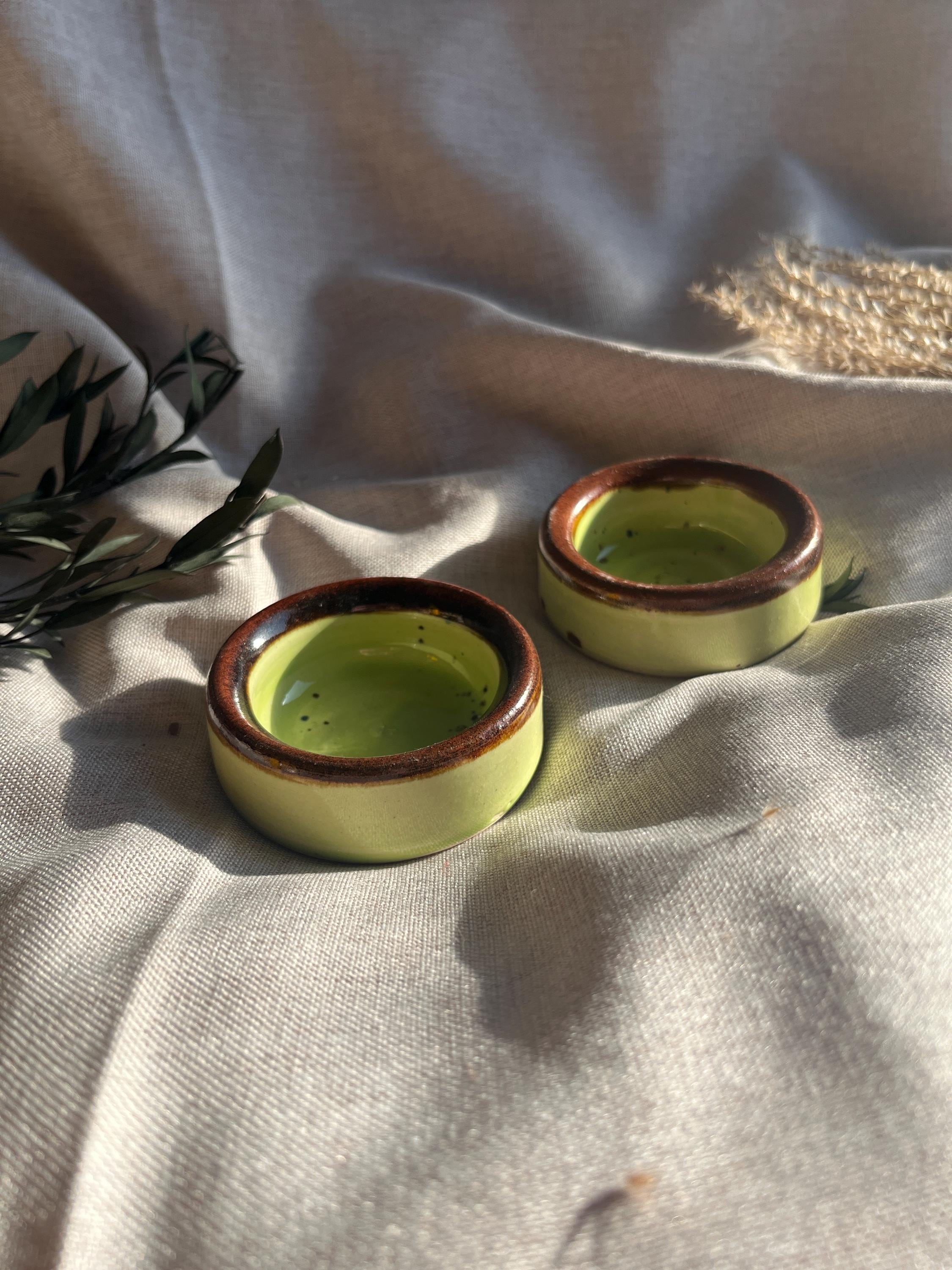 Retro Green Ceramic Tea Light Holder, Handmade in UK - Etsy UK