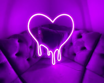 Heart Decoration Led Neon Sign Dripping Heart Neon Sign Neon - Etsy