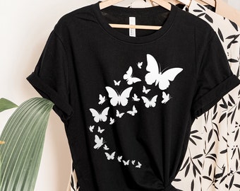 Butterflies Tee: Pretty Graphic T-Shirt for Women