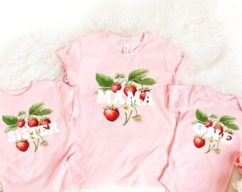 Strawberry Birthday Family Shirts: Sweet One Bodysuit, Matching Party Tees