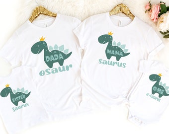 Dinosaur 1st Birthday Matching Family Shirts: One-A-Saurus Tee