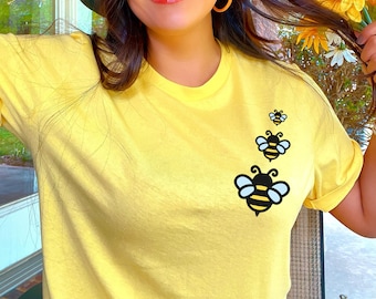 T-shirt abeille avec poche : sauvez les abeilles, cadeau pour apiculteur